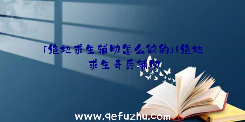 「绝地求生辅助怎么做的」|绝地求生奇兵辅助